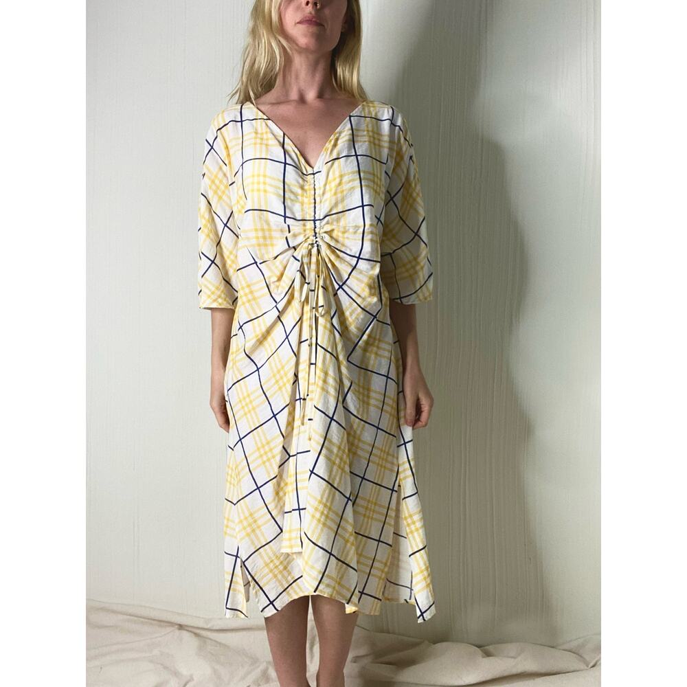 INTENTIONALLY BLANK One Size Oversized Plaid Caftan Midi Dress
